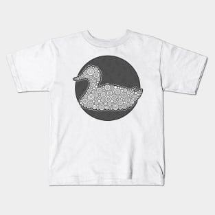 Black And White Duck Circle Design Kids T-Shirt